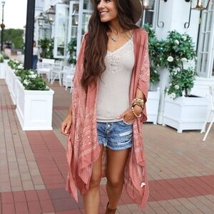 BOHEMIAN AURA MANDALA KIMONO - DUSTY ROSE